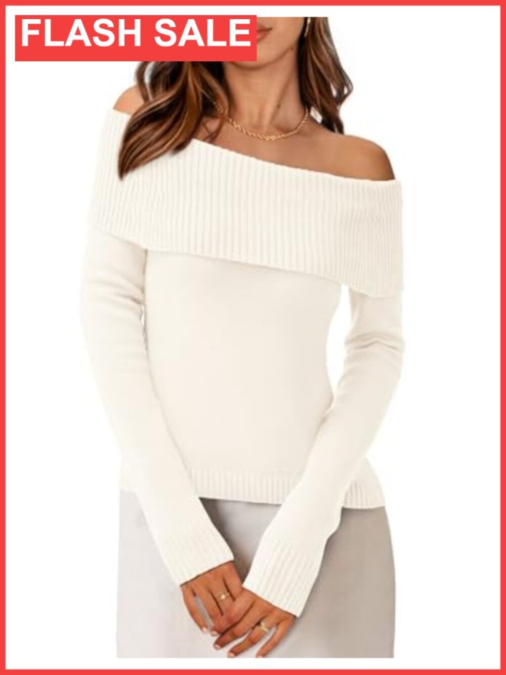 Off Shoulder Long Sleeve Pullover Sweater Fall Date Night Top